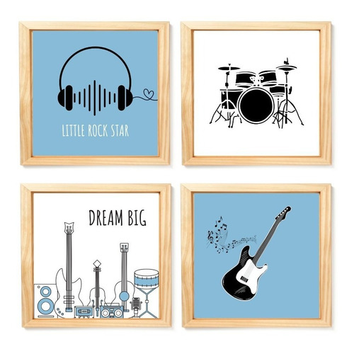 Quadro Decoração Infantil Musica Estrela Do Rock