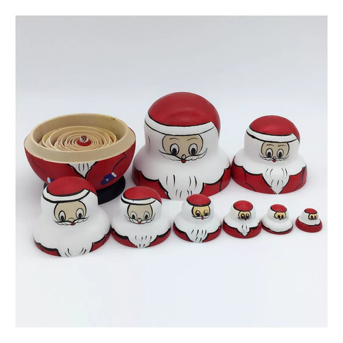 . Muñeca Rusa De Madera De Papá Noel De Navidad, 10 Piezas