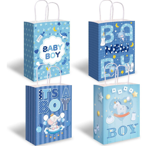 16 Bolsa Para Baby Shower Fiesta Golosina Bebe Azule Asa