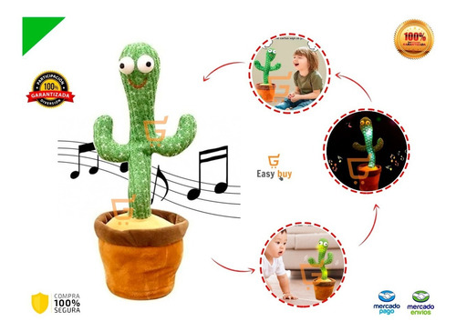Juguete Peluche Muñeco Cactus Bailarin Con Luces Led Y Voz  