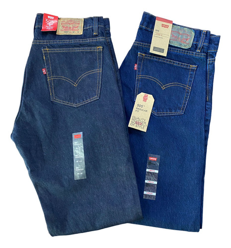 Lote 2 Pantalones Corte Recto Uso Rudo Mezclilla 505 Zipper