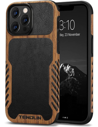 Funda Para iPhone 13 Pro 6.1 Hibrida Tpu Cuero Madera