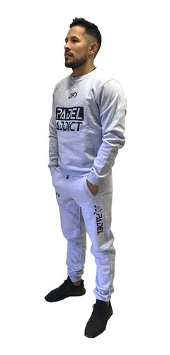 Imagen 1 de 4 de Buzo Padel Addict + Pantalon Padel Conjunto Deportivo Gris