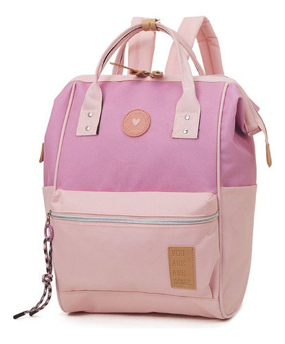 Mochila Boca De Pez Escolar Urbana Trendy 22348 Color Fucsia Diseño De La Tela Liso
