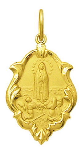 Medalha Nossa Senhora De Fátima Ouro 18k 1,5 Cm Verso Liso