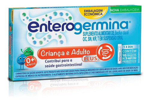 Enterogermina Plus 5ml Com 10 Flaconetes Sem Sabor