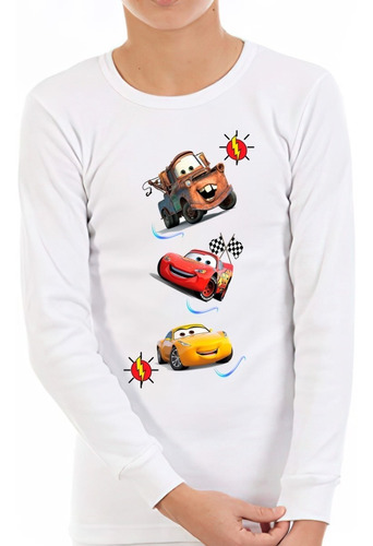 Polera Manga Larga Niño Cars Personajes Únicos 100% Algodón 