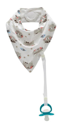 Bandana Baby Com Prendedor De Chupeta Buba Gatinho - 09785 Cor Branco Gatinhos Tamanho Único