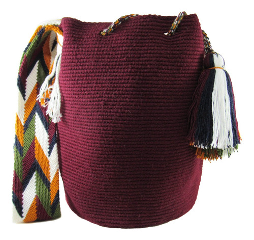 Mochila Wayuu Lisa Color Vino Tinto Original Envio Gratis