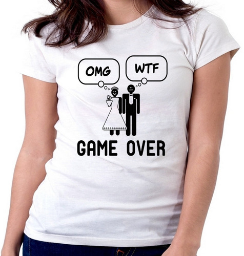 Blusa Camiseta Feminina Baby Look Casamento Game Over Engraç