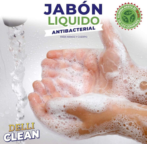 Jabón Líquido Antibacterial Delli Clean 2 Litros | 2 Piezas