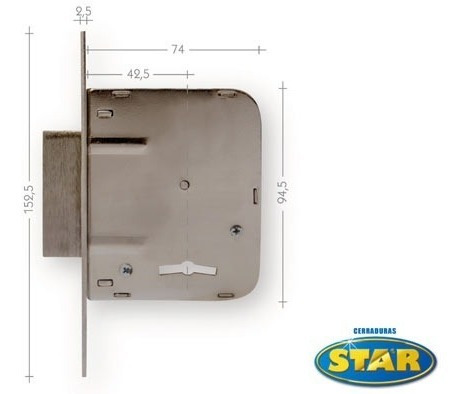 Cerradura Cerrojo De Seguridad Star 400 Pasador Rectangular