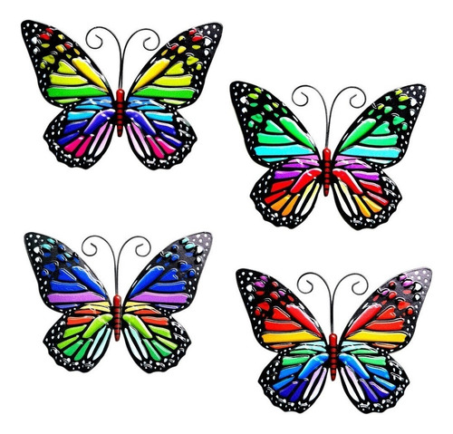 4 Piezas Decoracion De Jardin Metal Mariposa Patio Pared