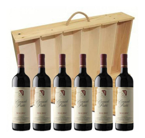 Estuche Madera Vino Carmelo Patti Malbec X 6 Unidades