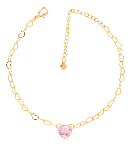 Kit 3 Pulseiras Madrinha Pedra Rosa Folheada + Almofadinha Comprimento 18 Diâmetro 18 Cm