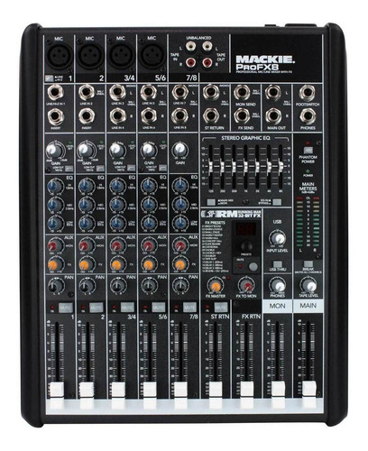 Mackie Profx8 Consola 4 Canales Mono + 2 Stereo Usb Mixer