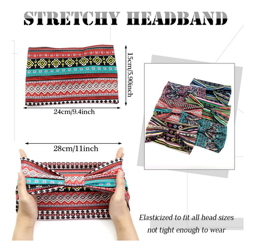 Paquete De 6 Diademas Bohemias Para Mujer, Bandas Anchas