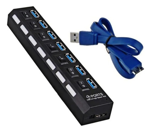 Hub Usb 3.0 7 Puertos Interruptor Luz Led Independiente