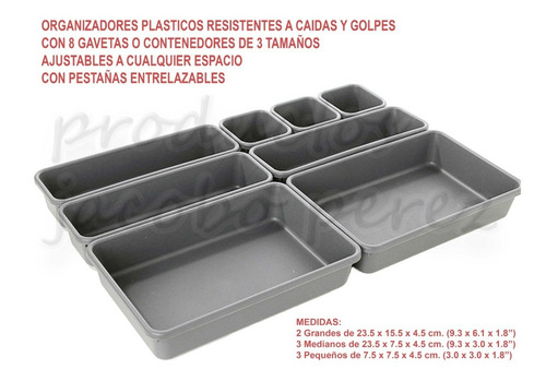 Juego Organizadores 3 Tamaños 8 Pzs Cocina Cajones +obsequio