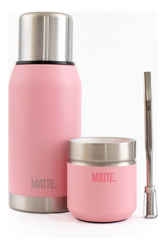 Set Termo Matte Pink 750 Cc + Mate Ds Pro+ Bombilla