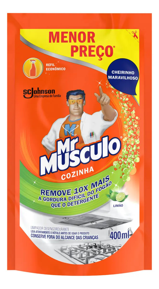 Desengordurante Mr. Músculo Cozinha Limão Refil Sachê 400ml