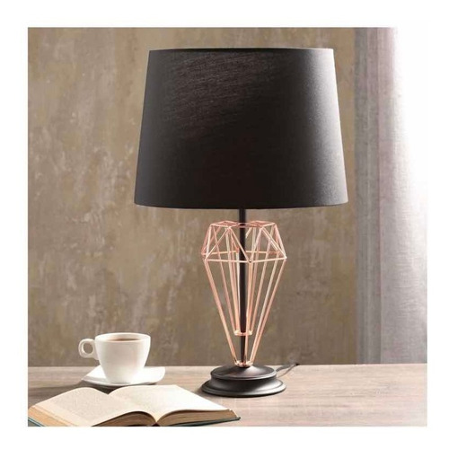 Imagen 2 de 4 de Lámpara De Mesa Mapple Negra Y Cobre 1 Luz E27