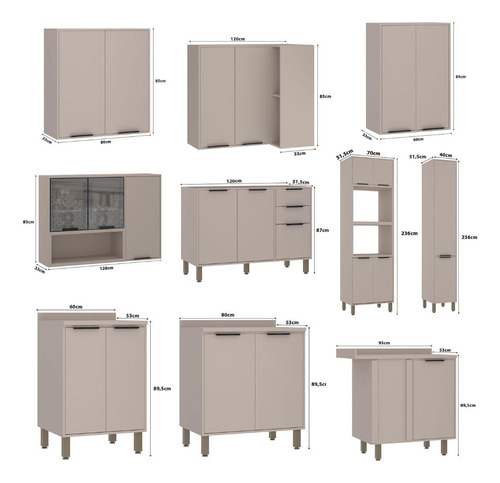 Cozinha Modulada Stylo 518cm Com Paneleiro E Torre Quente