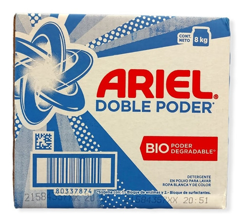 Jabon En Polvo Ariel Caja De 8kg Detergente Para Lavar Ropa