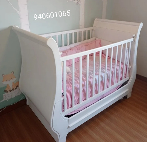 Cuna Cisne -cama En Madera Tornillo En Acabado Satinado