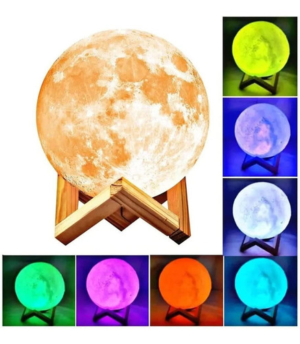 Lámpara Lunar De 20 Cm, Lámpara Lunar Impresa En 3d, Luz De