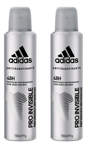 Desodorante Aero adidas 150ml Masc Pro Invisible-kit C/2un