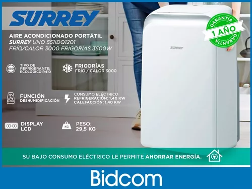 Aire Acondicionado Portátil Surrey 3000 Frigorías Frio Calor