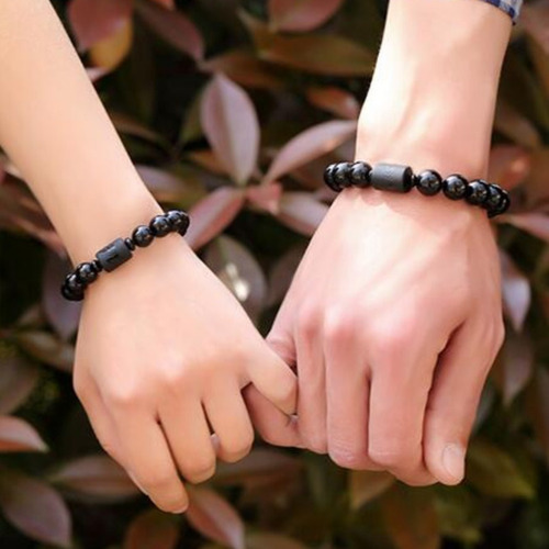 Pulseira Phoenix Pedras Onix 12mm Negras Moda Luxo Bolinhas Comprimento 0 Cm Diâmetro 0 Cm