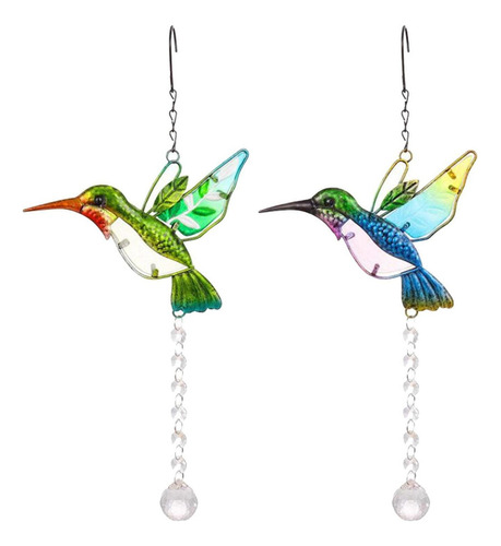 2x Adornos Colgantes Para El Hogar De Cristal De Colibrí De