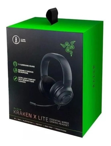 Headset Razer Kraken X Lite P2 - Pc / Ps4 / Xbox One