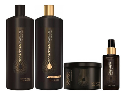 Shampoo 1000ml + Acondic + Masc + Aceite Sebastian Dark Oil