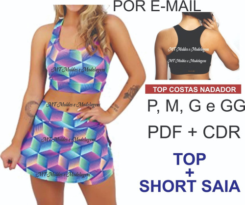 Kit Molde Modelagem Academia Top + Short Saia Fitness