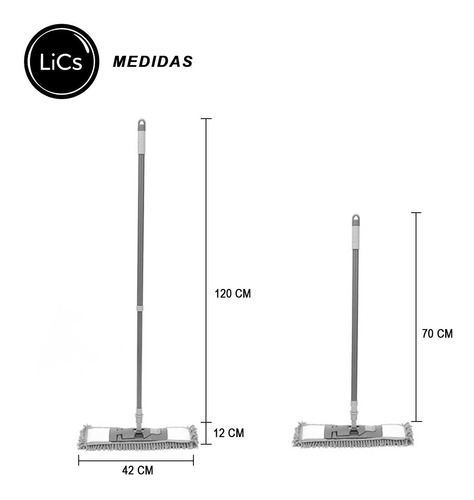 Imagen 2 de 9 de Mopa Lampazo Trapeador Plana Microfibra Con Cabo Extensible