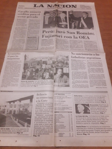 Tapa Diario La Nación 22 04 1992 Futbolistas Perú Fujimori 