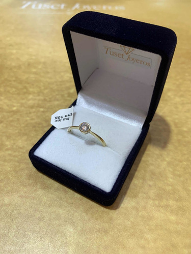 Solitario Cintillo,ingles En Oro 10 Klt. Piedra 4 Mm. Tuset.