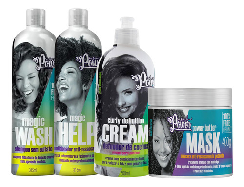 Kit Soul Power 4 Produtos C/ Creme Definição De Cachos