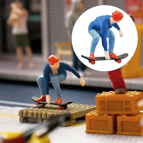 Figura En Miniatura Skateboard Boy Para Park Dollhouse