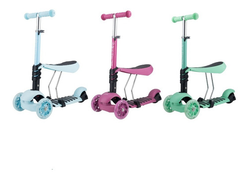 Patín Del Diablo Scooter 3 En 1  Ajustable 3-12 Años Wondrus Color Verde