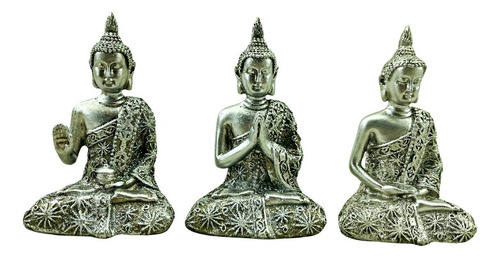 Figuras Decorativas Set X3 Budas Sabios Deco Escultura Zn Ct