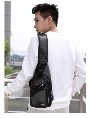 Imagen 4 de 6 de Morral Bandolera Mochila Smart Mini Eco Cuero Salida Usb