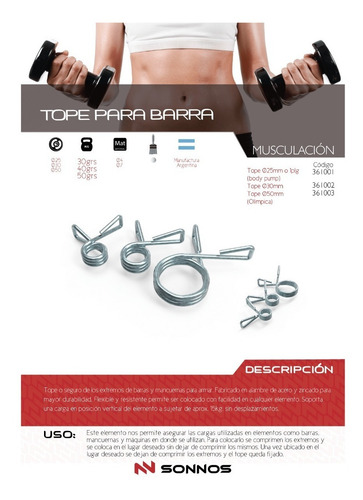 Tope Para Mancuerna O Barra Gym 25mm X 2 Unidades.