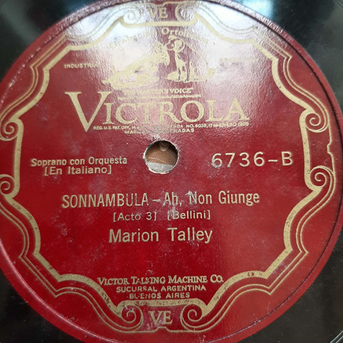 Pasta Marion Talley Soprano Bellini Victrola Tc45