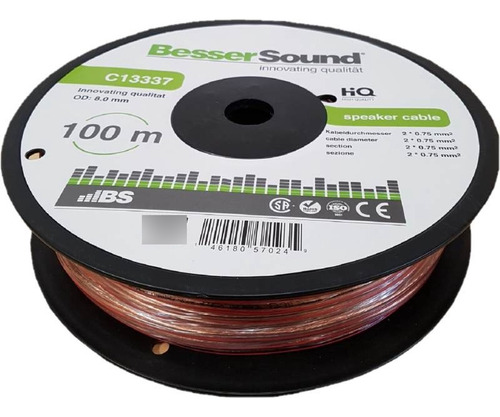 Rollo Cable De Parlante 100% Cobre 2x14 100 M Besser Sound