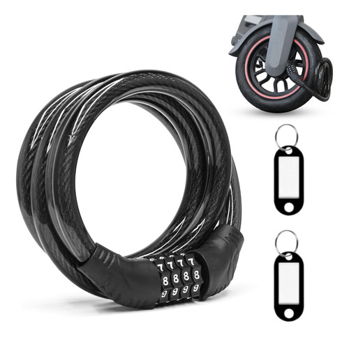 Candado De Bicicleta Para Bicicleta Y Moto, 4 Dígitos, Negro