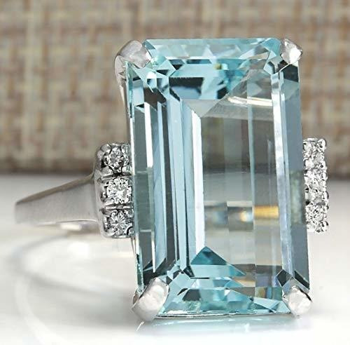 Vintage Mujer 925 Plata Aguamarina Anillo De Piedras Precios
